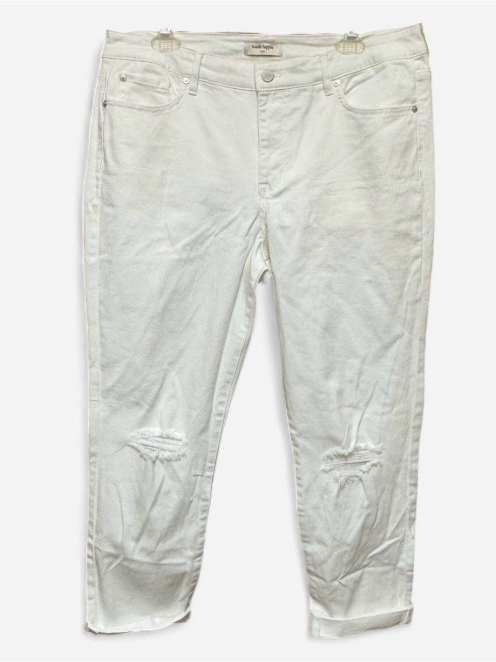 Haute Hippie White Distressed Ankle Jeans